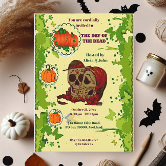 Dag van de Dode Paren Halloween Spooky Party Kaart