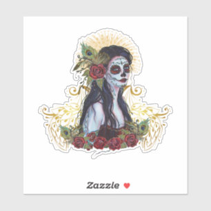 Dag van de dode pauwenkunst van Renee Lavoie Sticker