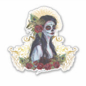 Dag van de dode pauwenkunst van Renee Lavoie Sticker (Voorkant)