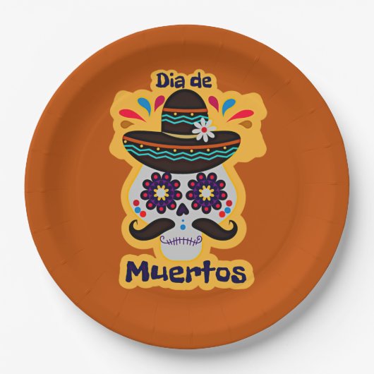 Dag van de dode Pet bloemen familie Kinder 9" Papieren Bordje (Voorkant)