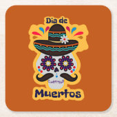 Dag van de dode Pet bloemen Familie Kinderen Kartonnen Onderzetters (Voorkant)