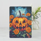 Dag van de Dode Pompoen met Marigold Surround Kaart (Staand voorkant)