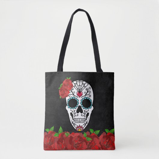 Dag van de Dode Rode Turquoise Sugar Skull Tas (Voorkant)