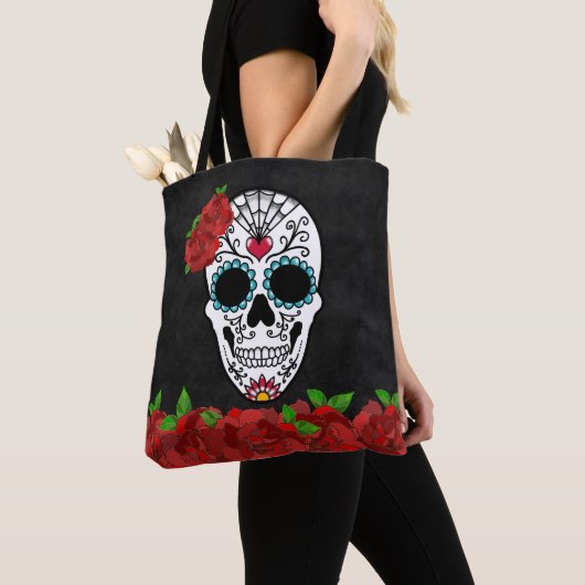Dag van de Dode Rode Turquoise Sugar Skull Tas (Dichtbij)