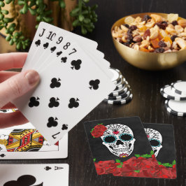 Dag van de dode rode Turquoise Suikerschedel Pokerkaarten
