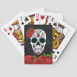 Dag van de dode rode Turquoise Suikerschedel Pokerkaarten