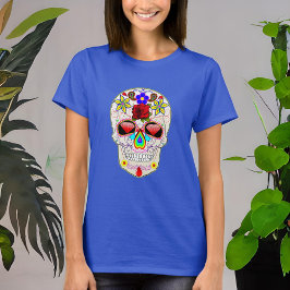 Dag van de dode Roos schedel T-shirt