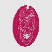 Dag van de dode roze schedel ornament (voorkant)