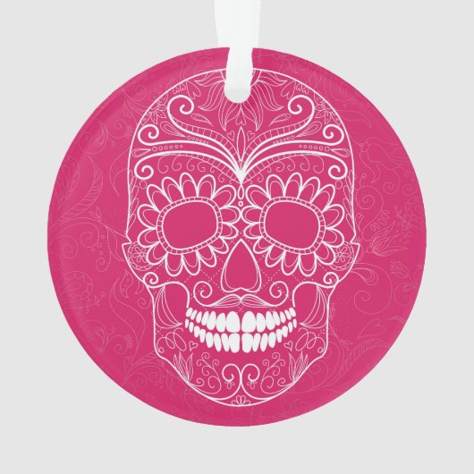 Dag van de dode roze schedel ornament (achterkant)