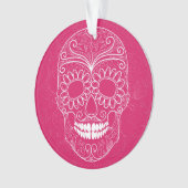 Dag van de dode roze schedel ornament (voorkant)