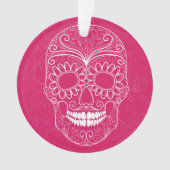 Dag van de dode roze schedel ornament (voorkant)