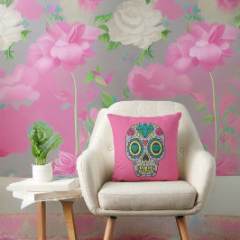 Dag van de dode Rozen en Crystal Skull op Roze Kussen