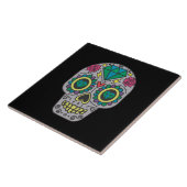 Dag van de dode Rozen en Kristalschedel op zwart Tegeltje (Zijkant)