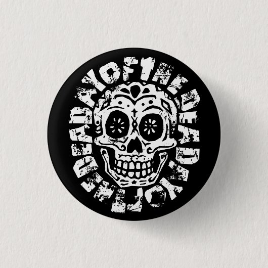 Dag van de dode schedel 1 ronde button 3,2 cm (Voorkant)