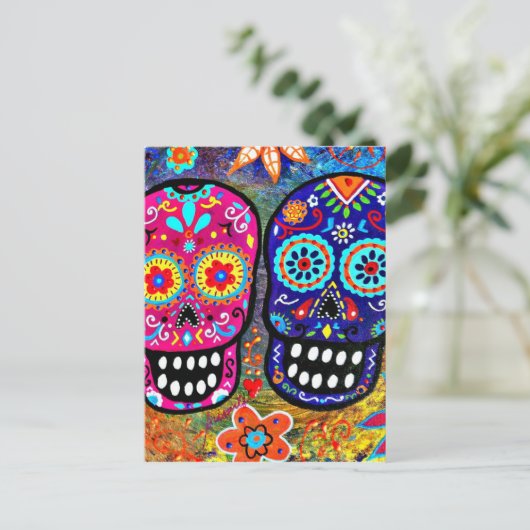 Dag van de dode schedel briefkaart (Staand voorkant)