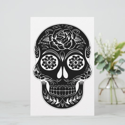 Dag van de dode schedel briefpapier (Staand voorkant)