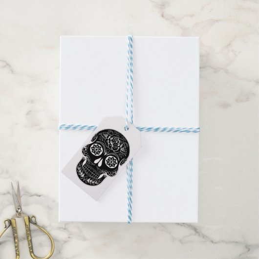 Dag van de dode schedel cadeaulabel (Met Touw)