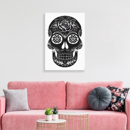 Dag van de dode schedel canvas afdruk (Insitu (Woonkamer))