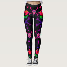Dag van de Dode Schedel en Botten Leggings