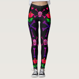 Dag van de Dode Schedel en Botten Leggings