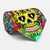 Dag van de dode schedel - Gele Stropdas van de sch (Opgerold)