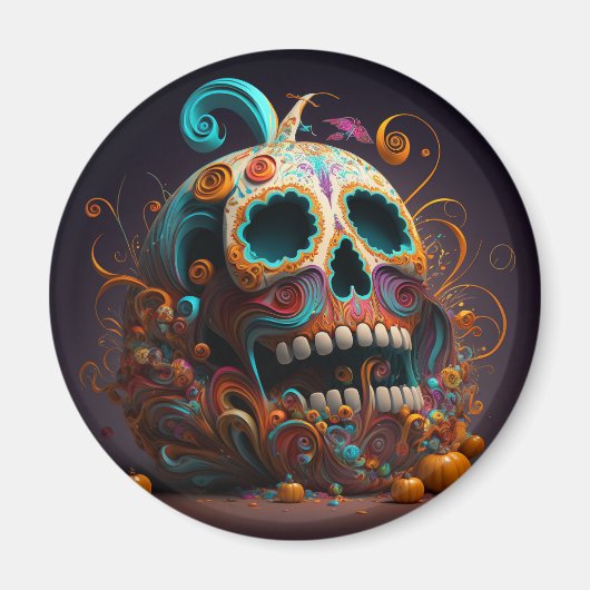Dag van de Dode Schedel Koelkast Magnet (Voorkant)