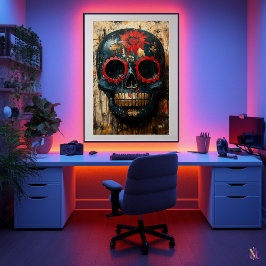 Dag van de Dode Schedel Mask - Mexicaanse Culturel Poster