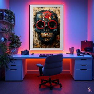 Dag van de Dode Schedel Mask - Mexicaanse Culturel Poster