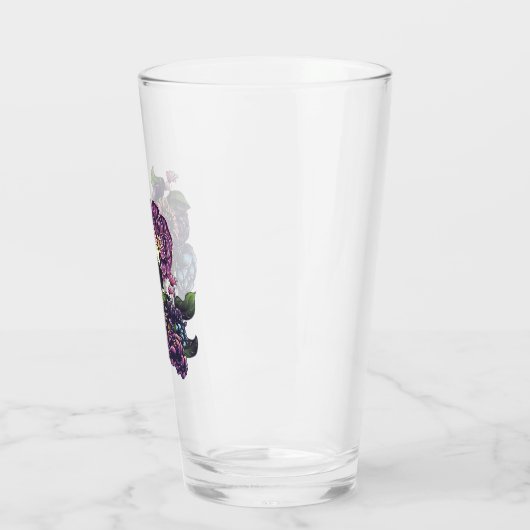 Dag van de dode schedel met bloemen glas (Links)