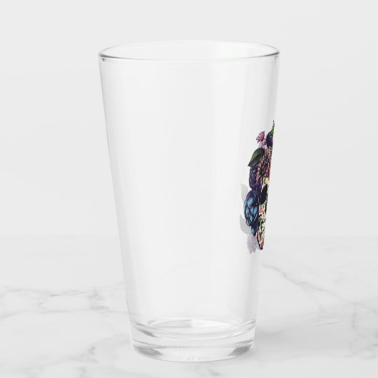 Dag van de dode schedel met bloemen glas (Rechts)
