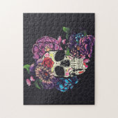 Dag van de dode schedel met bloemen legpuzzel (Verticaal)