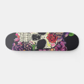 Dag van de dode schedel met bloemen persoonlijk skateboard (Horizontaal)
