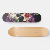Dag van de dode schedel met bloemen persoonlijk skateboard (Horizontaal)