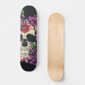 Dag van de dode schedel met bloemen persoonlijk skateboard (Voorkant)