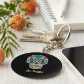 Dag van de dode schedel met Roos en kristal Sleutelhanger (Zijkant)