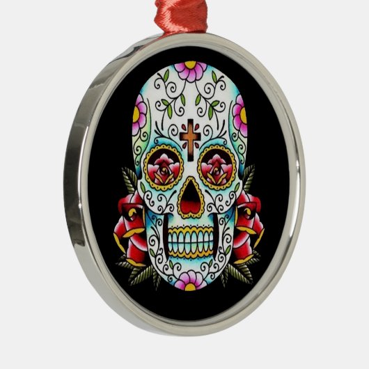 Dag van de dode schedel metalen ornament (Rechts)