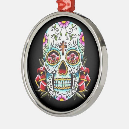 Dag van de dode schedel metalen ornament (Links)