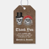 Dag van de dode schedel paar bruiloft dank u cadeaulabel (Voorkant)