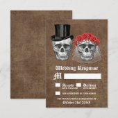 Dag van de dode schedel paar bruiloft RSVP Kaarten (Voorkant / Achterkant)