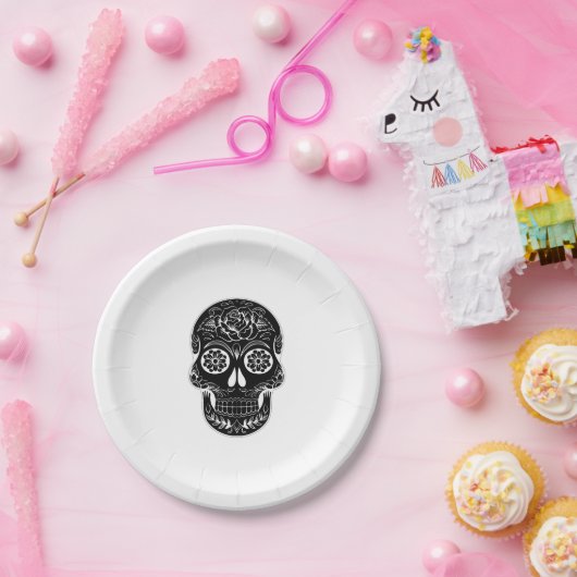 Dag van de dode schedel papieren bordje (Feest)