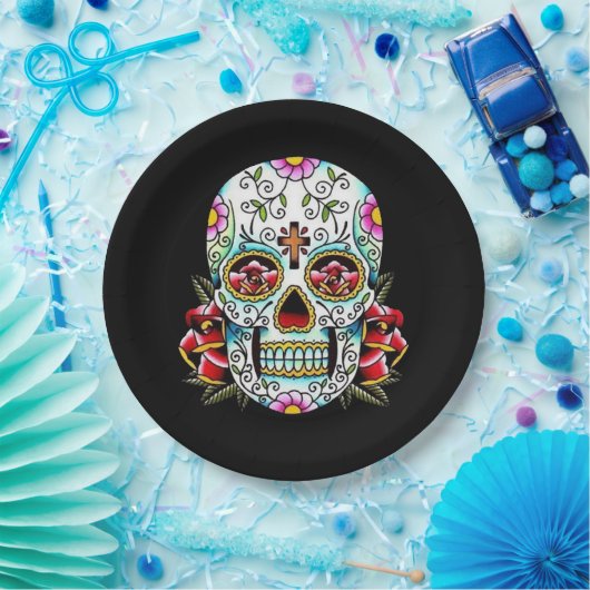 Dag van de dode schedel papieren bordje (Feest)
