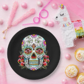 Dag van de dode schedel papieren bordje (Feest)