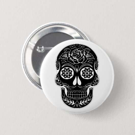 Dag van de dode schedel ronde button 5,7 cm (Voorkant /achterkant)