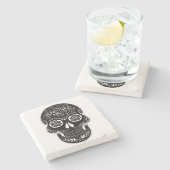 Dag van de dode schedel stenen onderzetter (Zijkant)