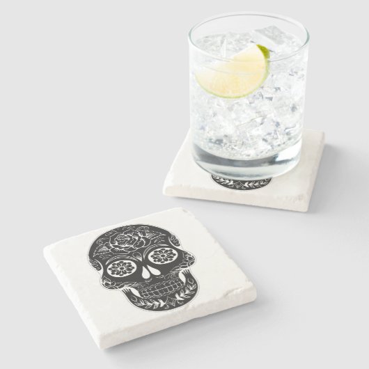 Dag van de dode schedel stenen onderzetter (Zijkant)