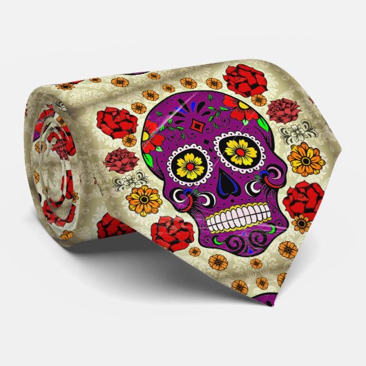 Dag van de dode schedel - Stropdas van de Paarse s (Opgerold)