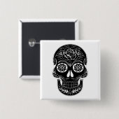 Dag van de dode schedel vierkante button 5,1 cm (Voorkant /achterkant)