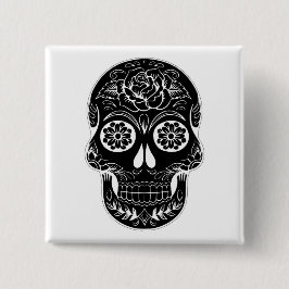 Dag van de dode schedel vierkante button 5,1 cm