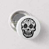 Dag van de dode schedel-wit ronde button 3,2 cm (Voorkant /achterkant)