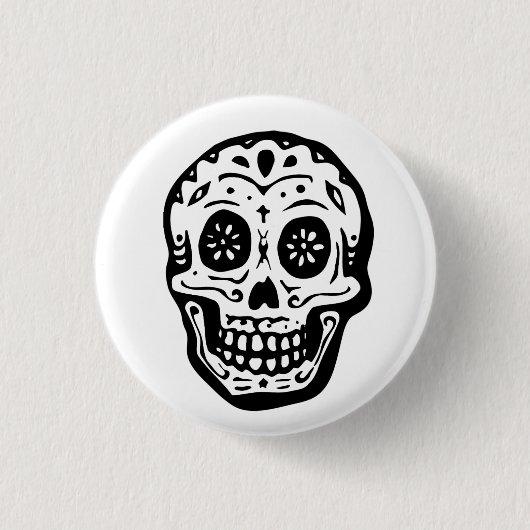 Dag van de dode schedel-wit ronde button 3,2 cm (Voorkant)
